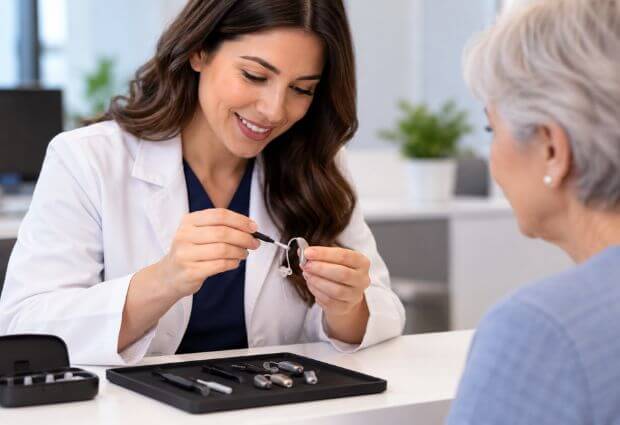 Hearing aid repair service at an Atlanta clinic